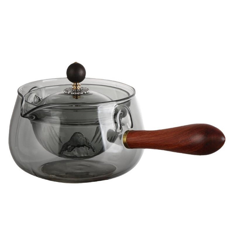 Semi-awtomatikong Rotary Heat-resistant Glass Teapot Lazy Tea Making With Infuser At Wooden Handle Office Home Accessories Mga Gadget sa Kusina