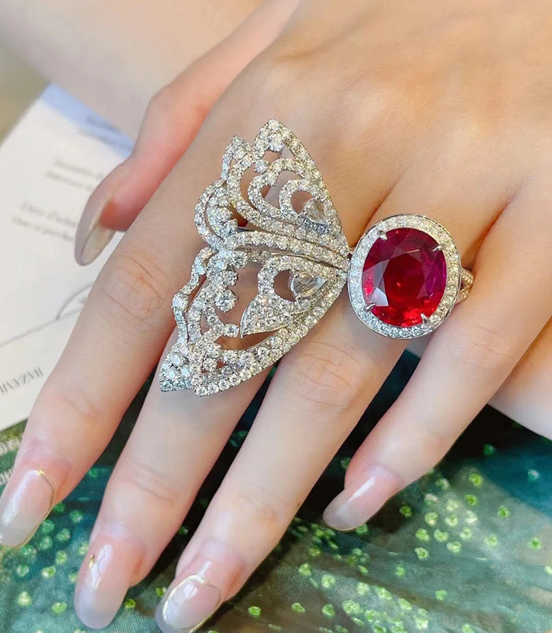 Cold Ins High-grade Color Treasure French Ruby Ring