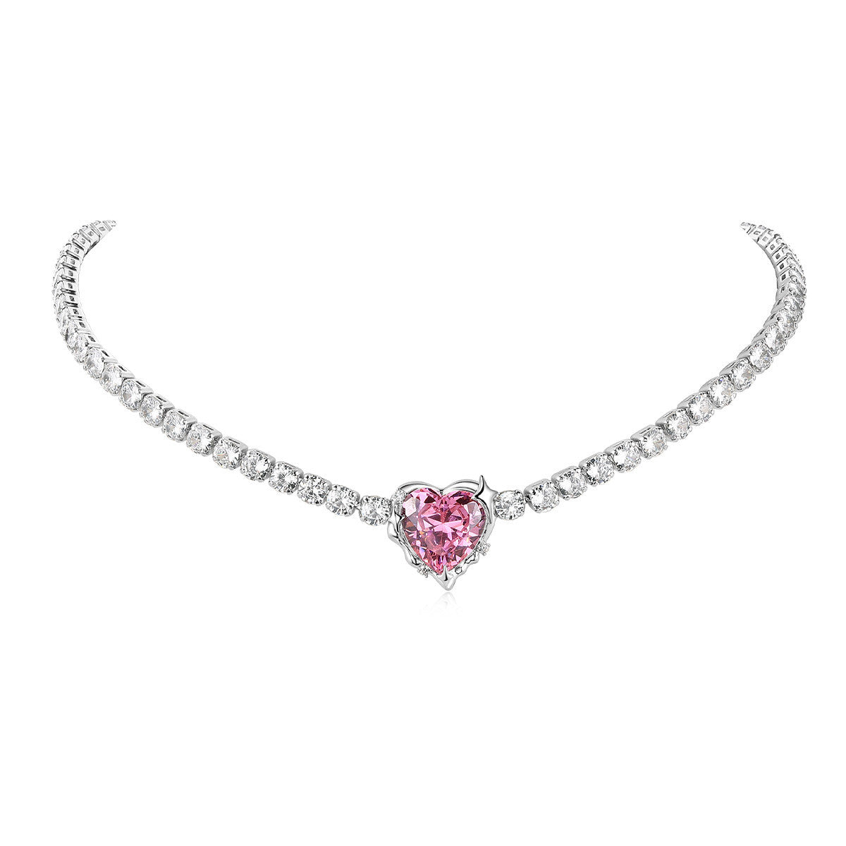 Women's Graceful And Fashionable Geometric Heart-shaped Zircon Necklace