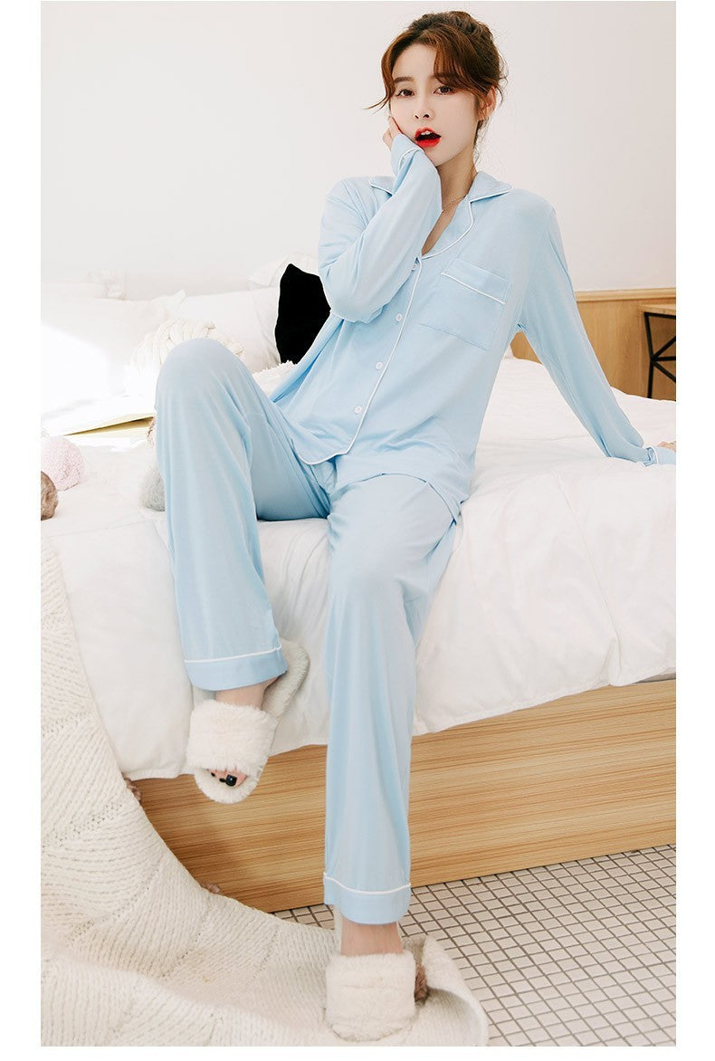 Women's Pajama Suit Long Sleeve Trousers Casual Homewear