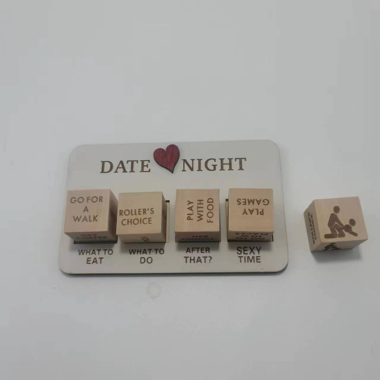 Dados de madera para cita nocturna, juego de Ideas para cita nocturna de madera, dados románticos para pareja, juego de cita nocturna, juegos de dados de decisión de acción para pareja