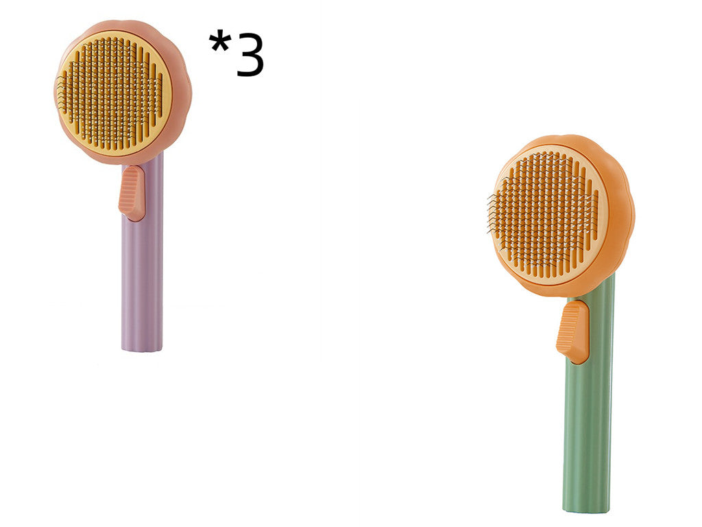 Bagong Pet Cat Brush Hot Selling Hand-held Steel Wire Self-cleaning Comb Looper Para sa Pagtanggal ng Buhok