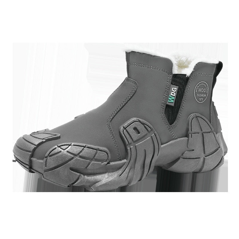 Men's Solid Color Tooling Fleece Lined Martin Boots