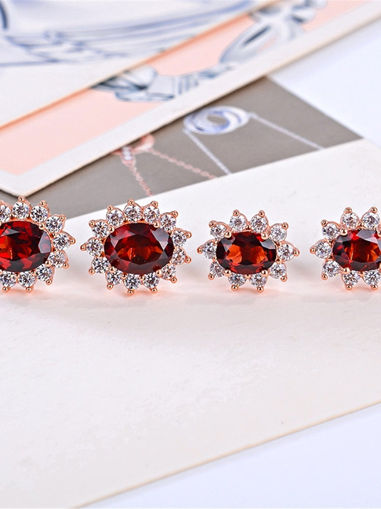 Fashion Ruby Color Natural Garnet Earrings