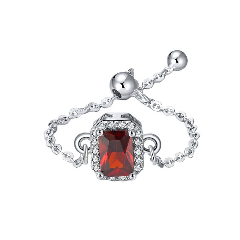 Openwork Ruby White Gold Square Ring