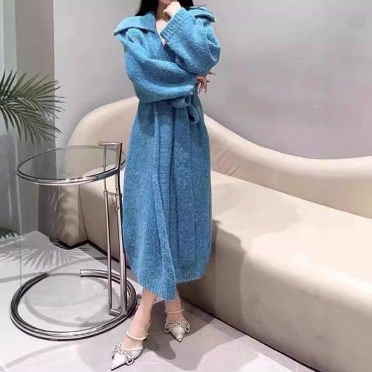 Autumn And Winter Mohair Knitted Coat For Women