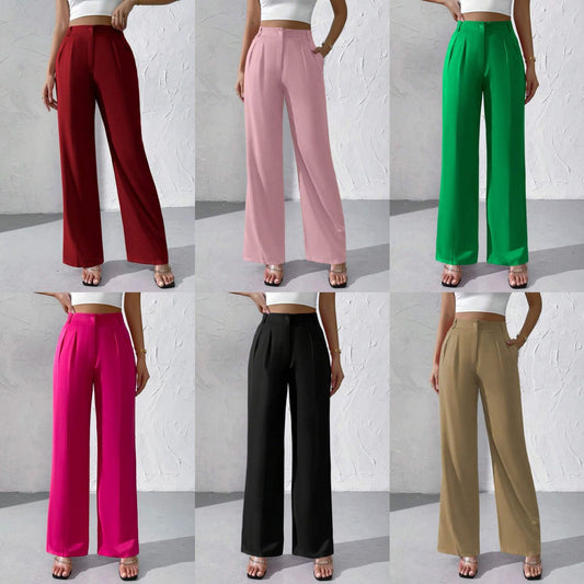 Women's Fashionable Elegant Solid Color Suit Pants