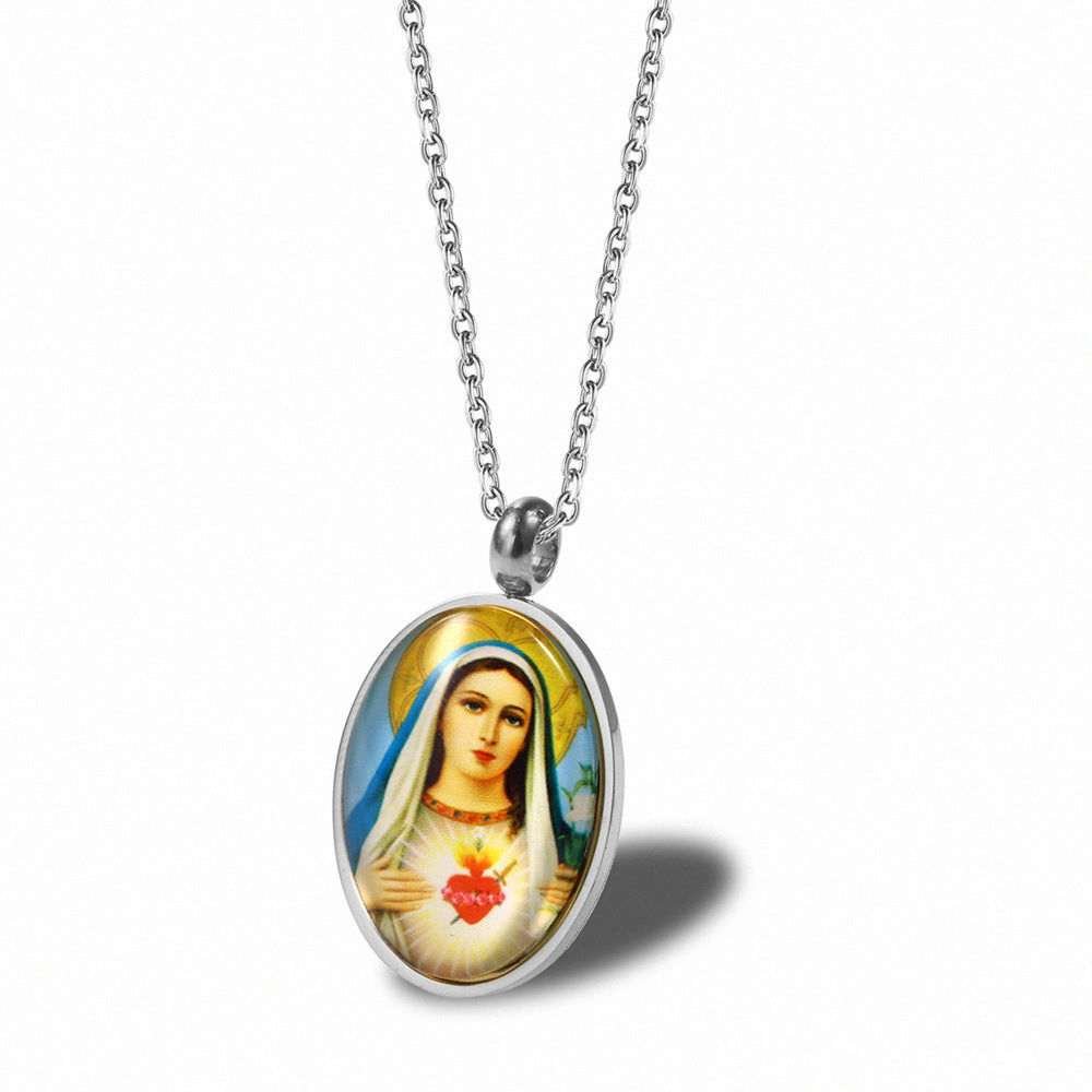 European And American Religious Virgin Mary Clavicle Necklace Women Pendant