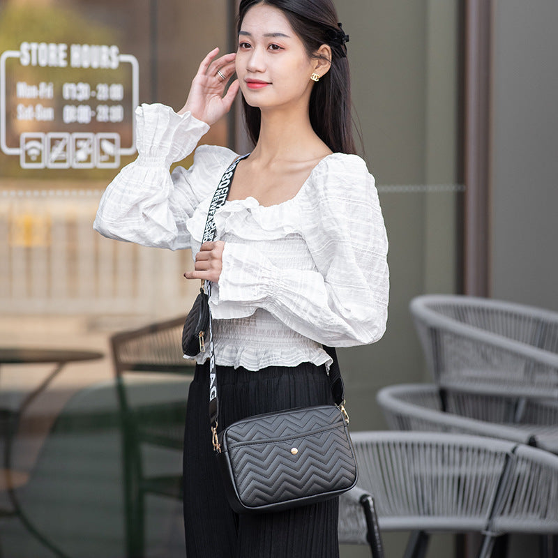 Wave Pattern Ribbon Cross Body Camera Bag