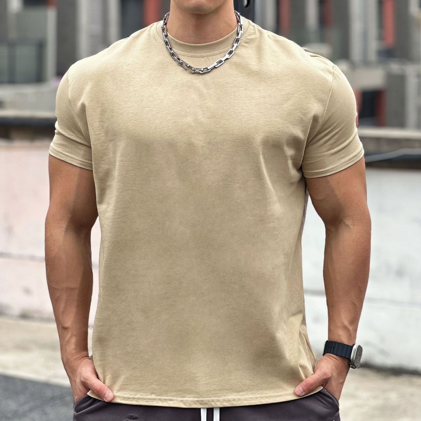 Muscle Sports Loose Cotton Fitness Short Sleeve Men