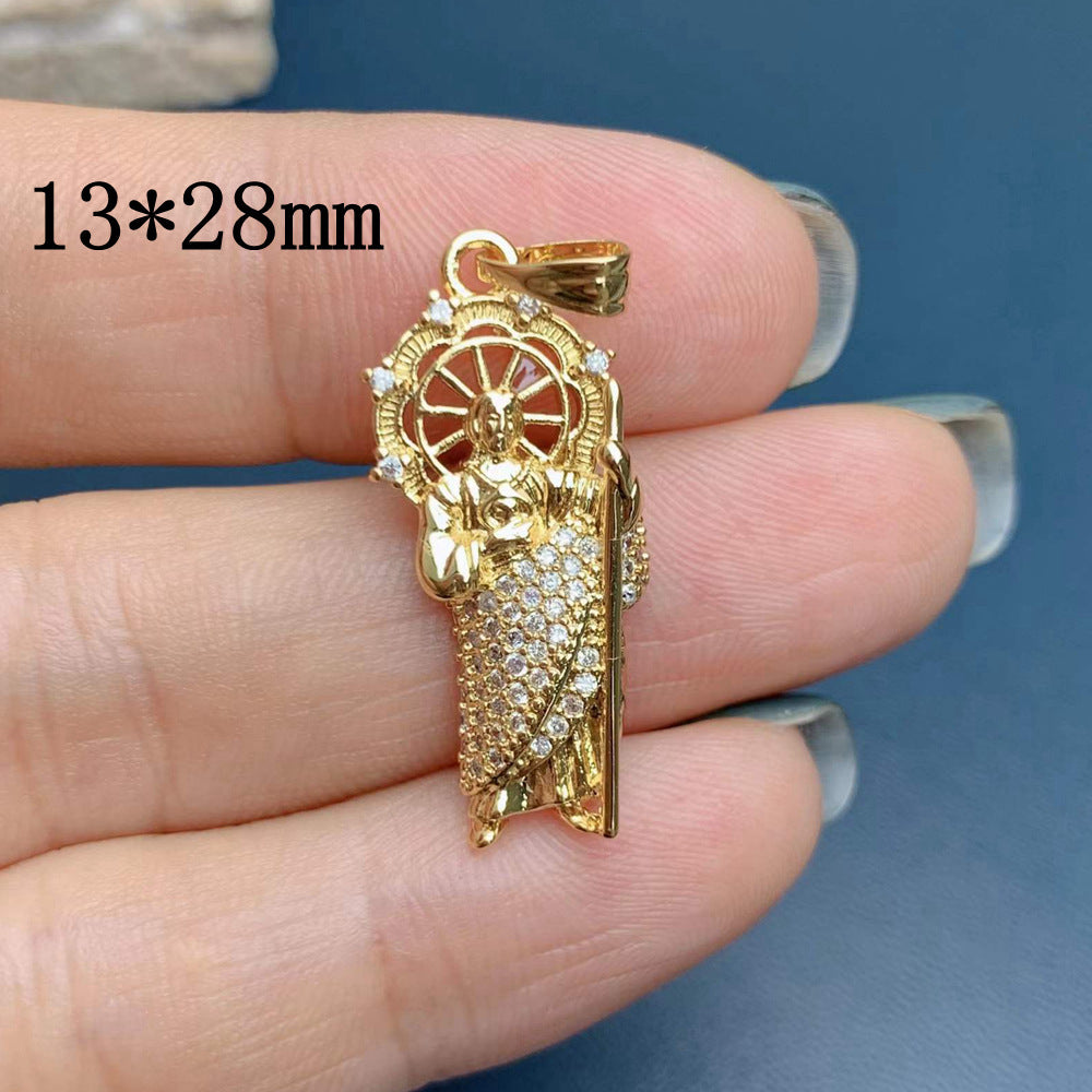 St Jude Necklace Pendant European And American Religious Copper Inlaid Zircon Pendant Jewelry Accessories