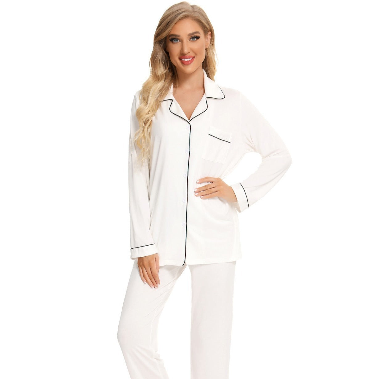 Women's Pajama Suit Long Sleeve Trousers Casual Homewear