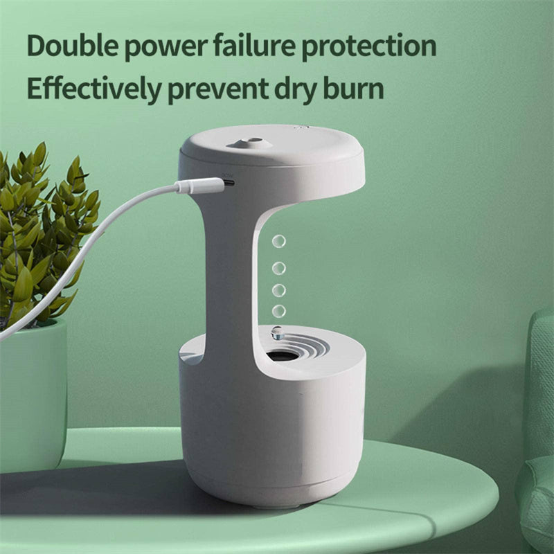 Humidificador antigravedad para dormitorio con reloj Difusor de aroma de reflujo de gota de agua Gran capacidad Oficina Dormitorio Silencio Niebla pesada Pulverizador doméstico