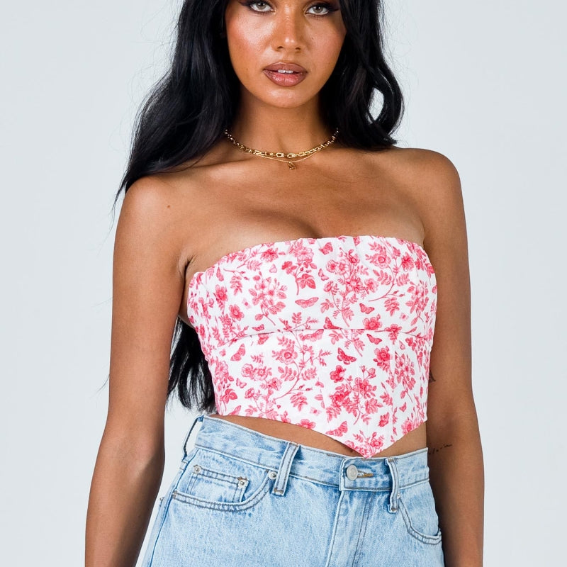 Pambabaeng Naka-print na Tube Top Summer Slim Fit Midriff-baring Hot Girl Top