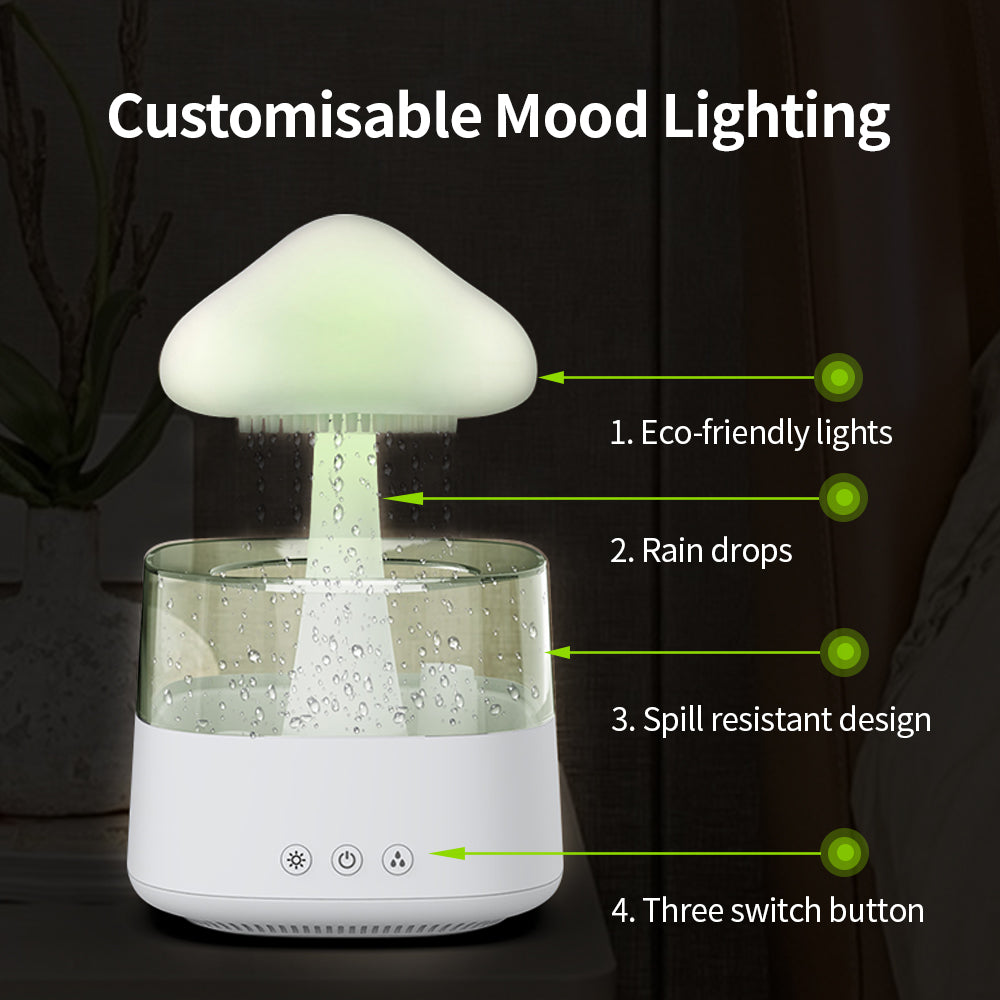 2-in-1 Desk Humidifier Rain Cloud Aromatherapy Essential Oil Zen Diffuser at Raining Cloud Night Light Mushroom Lamp