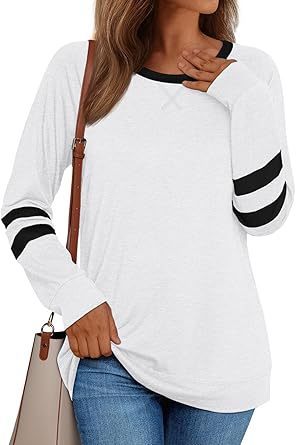 Women's Long-sleeved Shirt Hot Girl Casual Round Neck Multicolor Top