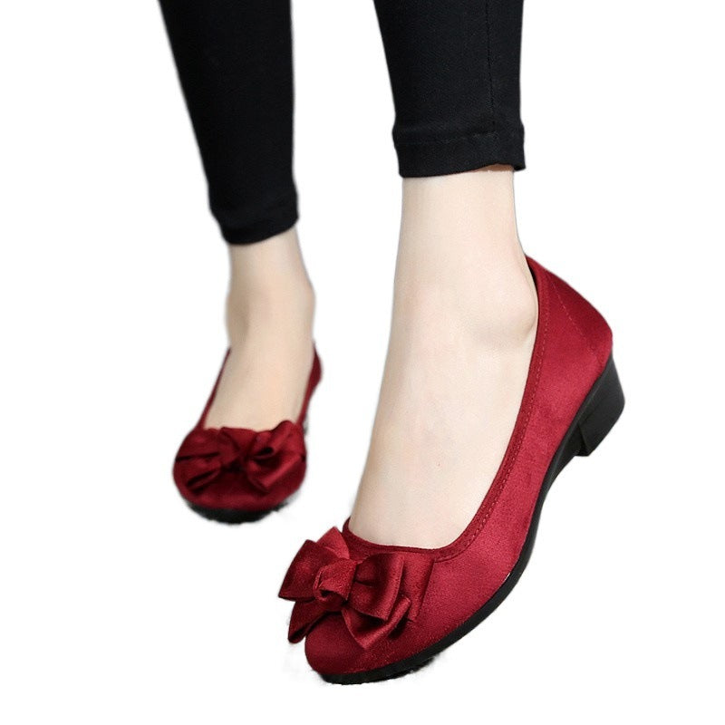 Women's Soft Soled Butterfly Bow Wedge Cloth Shoes