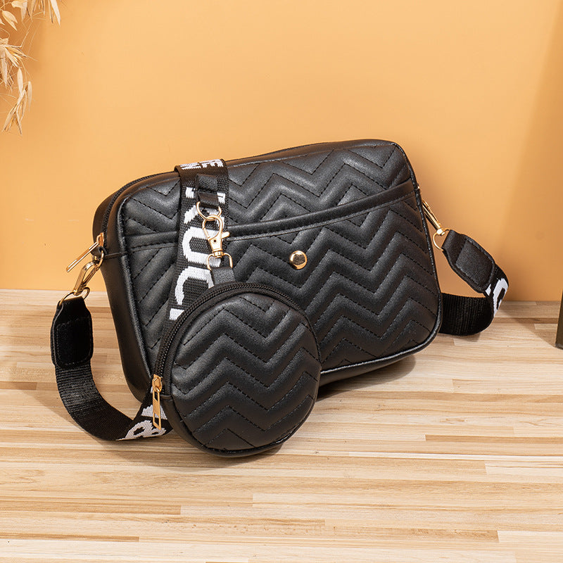 Wave Pattern Ribbon Cross Body Camera Bag