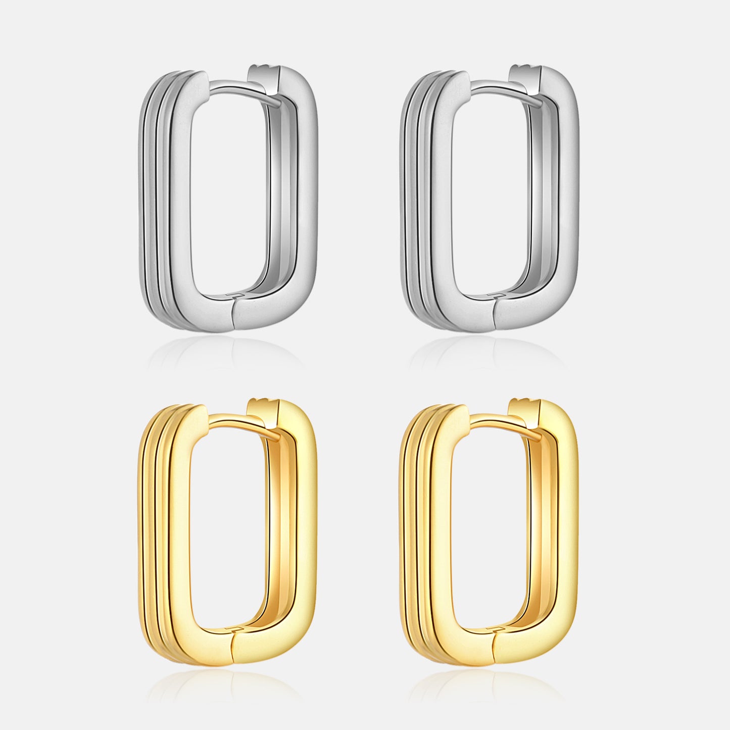 New Simple And Versatile S925 Silver Rectangular Geometric Earrings