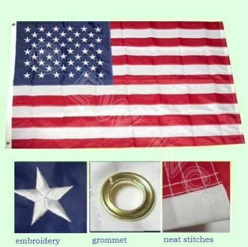 American US Flag Heavy Duty Nylon Double Stitching Embroidered USA Banner Flags