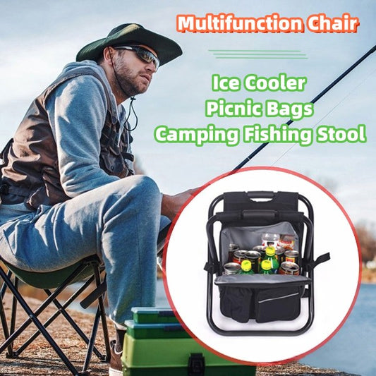 Multifunction Panlabas na Folding Chair Ice Cooler Picnic Bags Camping Fishing Stool Backpacking Hunting Rest Chair