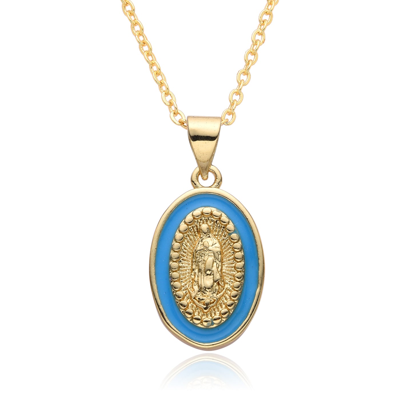 Religious Drip Oval Pendant Necklace For Women