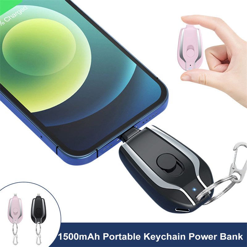 1500mAh Mini Power Emergency Pod Keychain Charger na May Type-C Ultra-Compact Mini Battery Pack na Mabilis na Nagcha-charge ng Backup na Power Bank