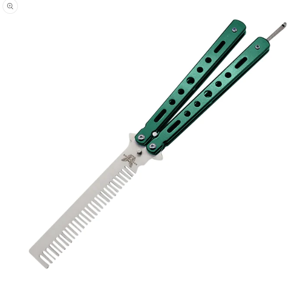 Panlabas na Foldable Comb Stainless Steel Practice Training Butterfly Knife Comb Beard Mustache Brushe Salon Hairdressing Hair Styling Tool