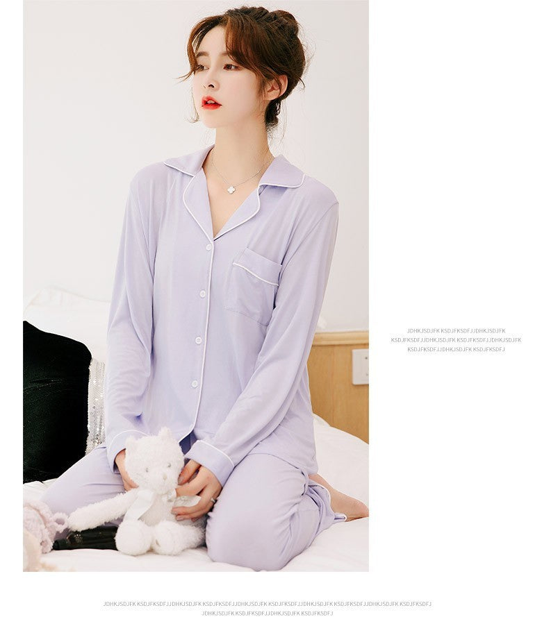 Women's Pajama Suit Long Sleeve Trousers Casual Homewear