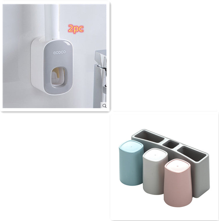 Wall Mounted Awtomatikong Toothpaste Holder na Mga Accessory ng Banyo Set Dispenser