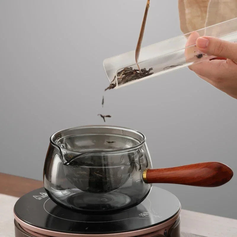 Semi-awtomatikong Rotary Heat-resistant Glass Teapot Lazy Tea Making With Infuser At Wooden Handle Office Home Accessories Mga Gadget sa Kusina