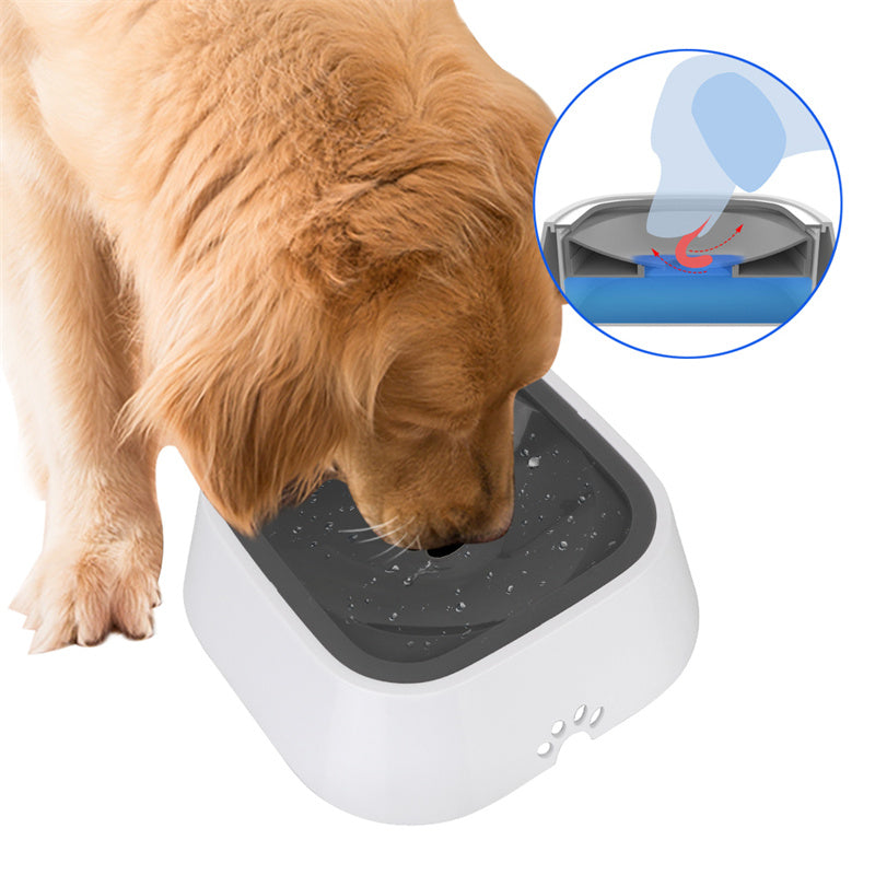 Cuenco de agua para perros y gatos de 1,5 l, cuenco flotante transportado, dispensador de alimentador de agua lento antidesbordamiento, fuente para mascotas, suministros para perros ABS y PP