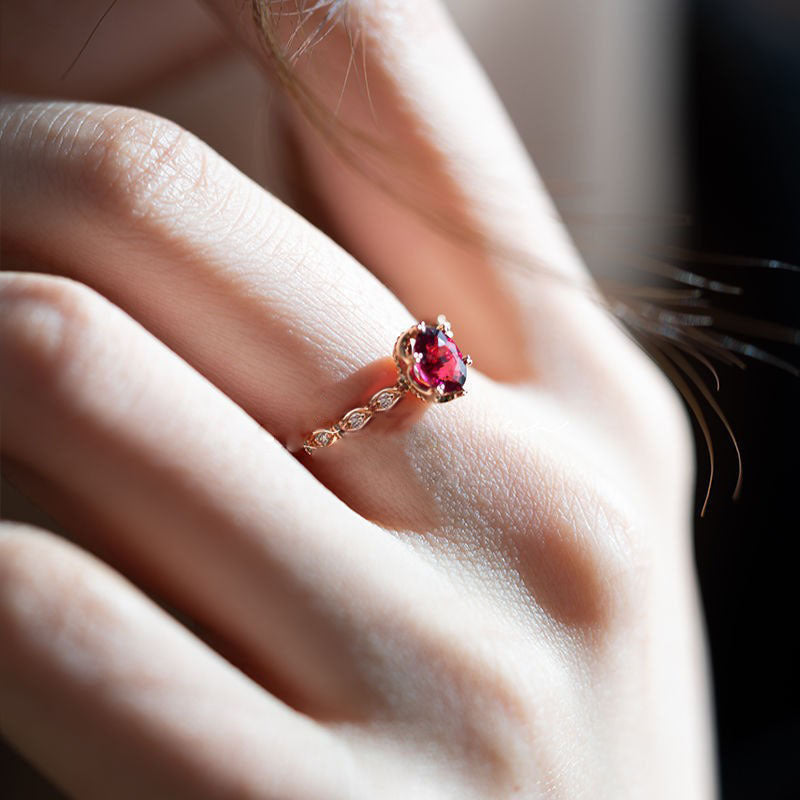 Faux Ruby Tourmaline Ring 18K Plated