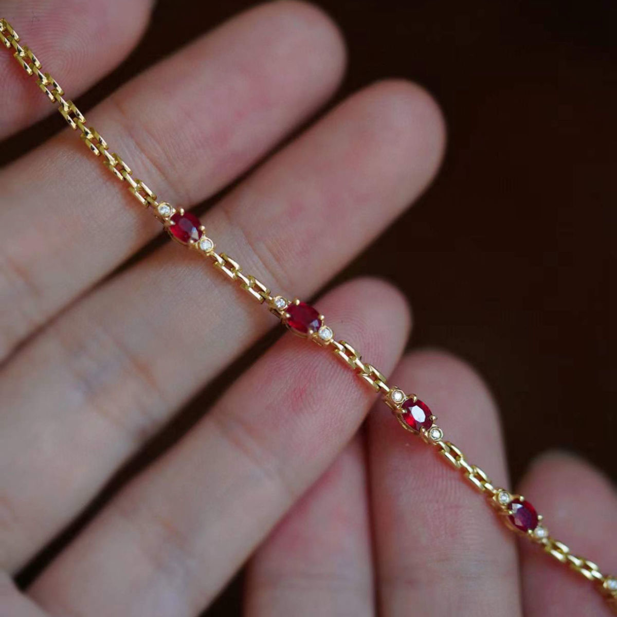 Colorful Pigeon Blood Red Ruby Diamond Bracelet