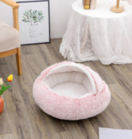 Cama 2 en 1 para perros y gatos, cama de invierno para mascotas, cama redonda de felpa cálida, cama suave y larga para mascotas