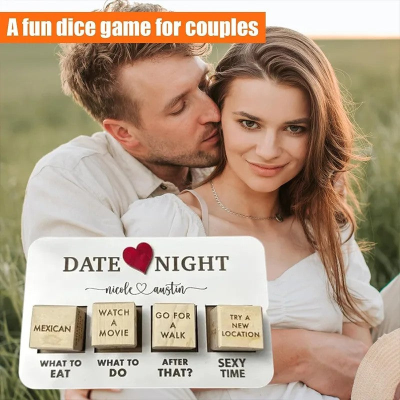 Dados de madera para cita nocturna, juego de Ideas para cita nocturna de madera, dados románticos para pareja, juego de cita nocturna, juegos de dados de decisión de acción para pareja