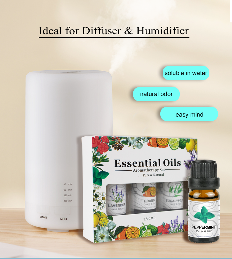 Paquete de 3 - Set de regalo de aceites esenciales de aromaterapia para humidificadores Difusor de aceite Mist