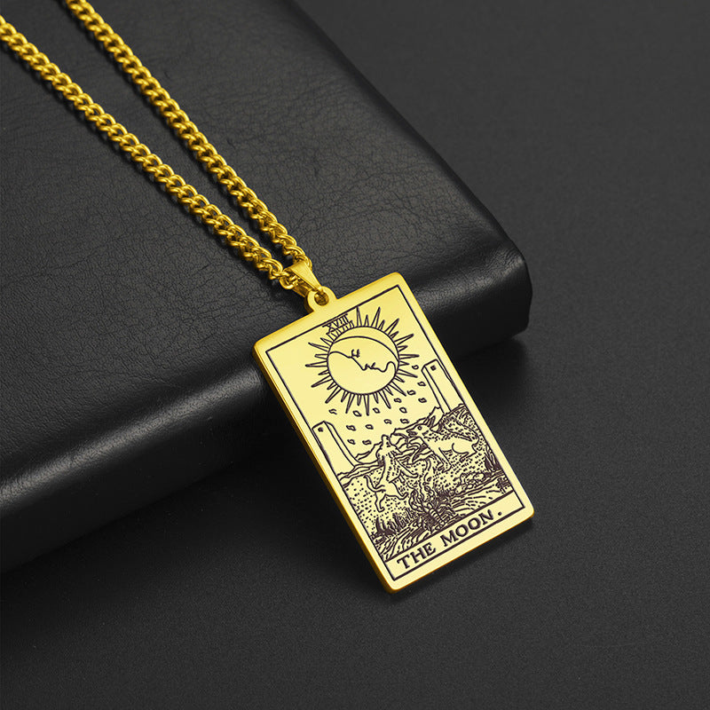 Apollo Tarot Stainless Steel Real Gold Plating Pendant Religious Ornament Christmas Gift Men's Sweater Necklace