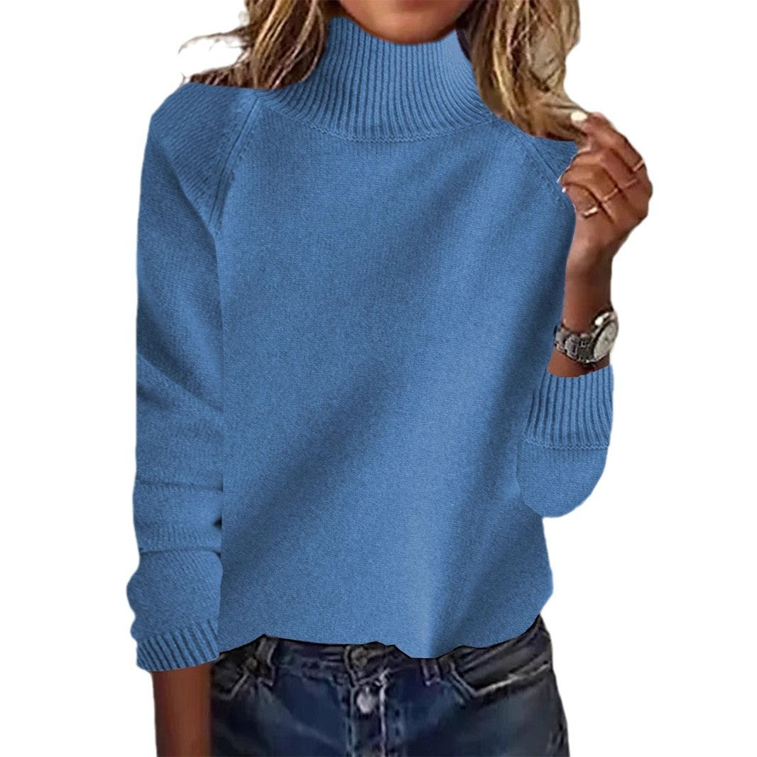 Women's Raglan Turtleneck Sweater Thickened High Stand Collar