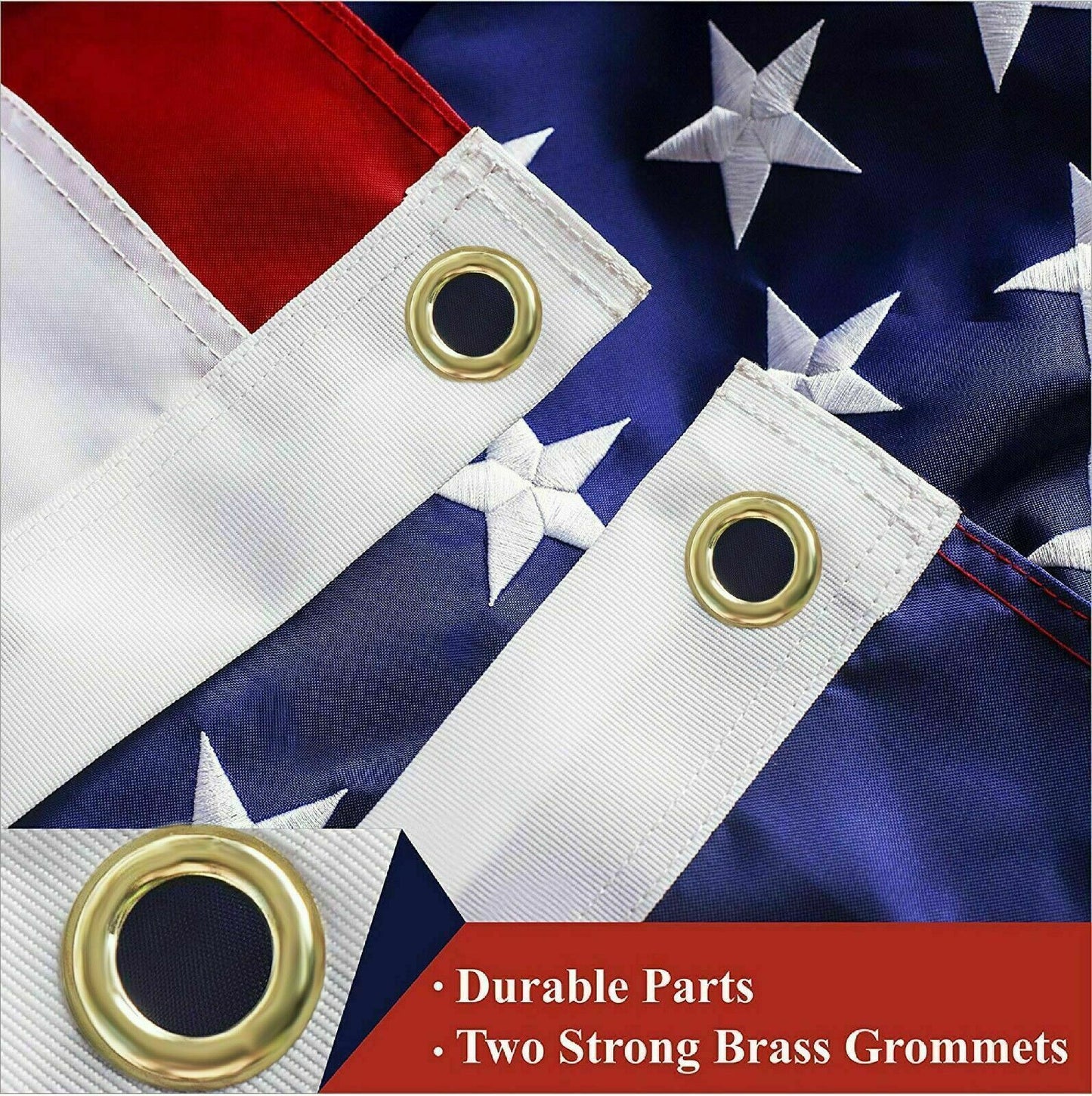 American US Flag Heavy Duty Nylon Double Stitching Embroidered USA Banner Flags