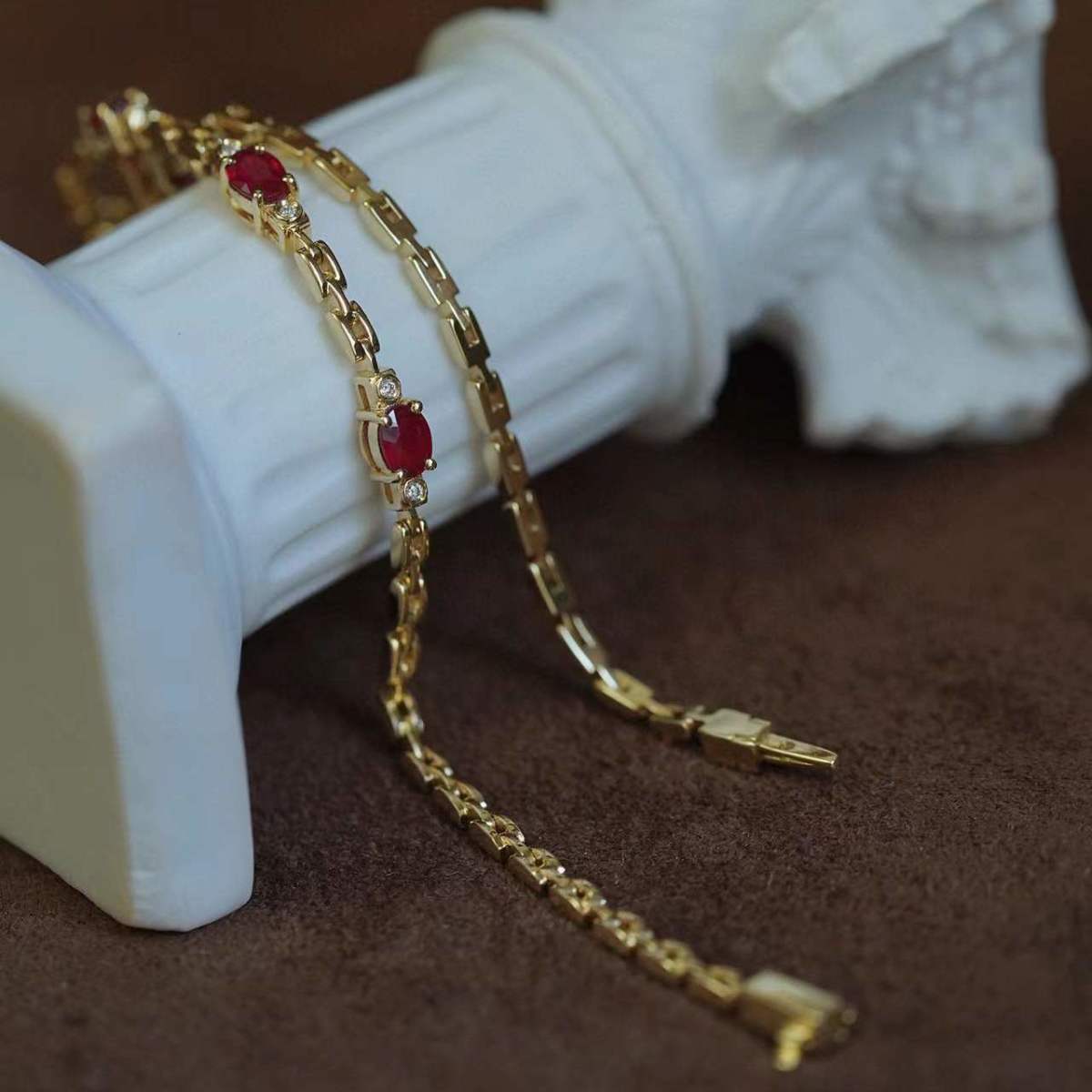 Colorful Pigeon Blood Red Ruby Diamond Bracelet