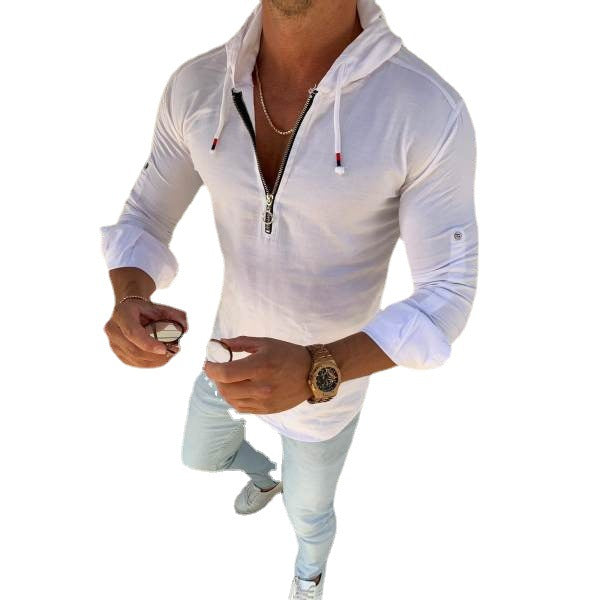 Camisa con capucha de manga larga para hombre británico de otoño