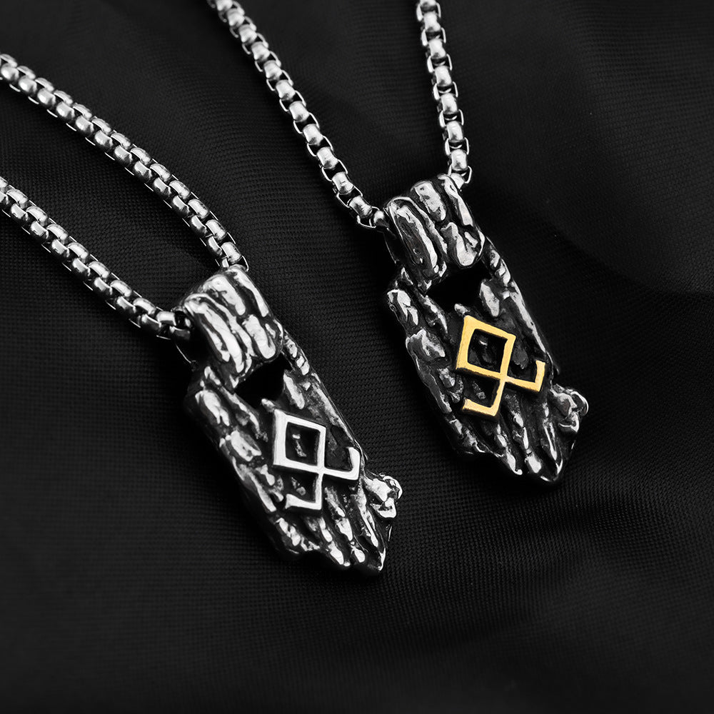 Retro Nordic Men's Stainless Steel Pendant Personalized Viking Rune Necklace Pendant