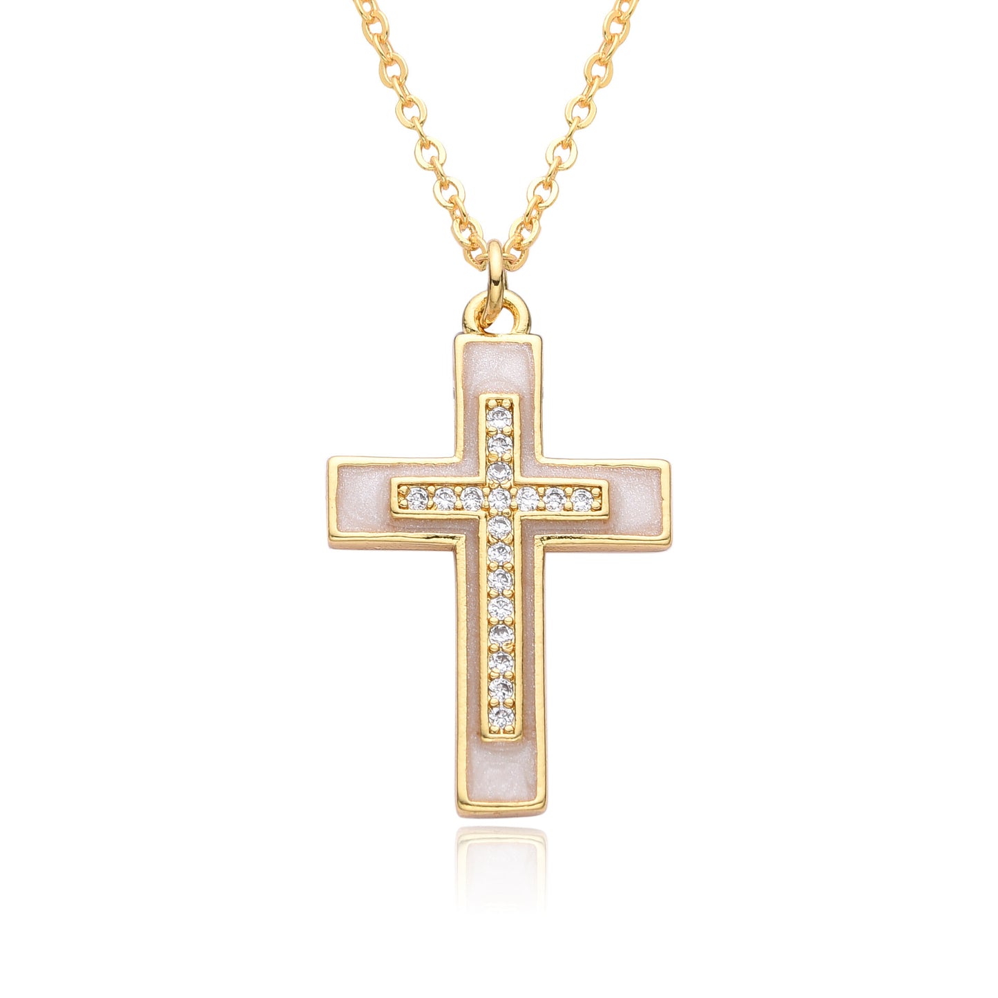 Ornament Copper Inlaid Zircon Cross Necklace Men And Women Fashion Gift Religious Cross Pendant