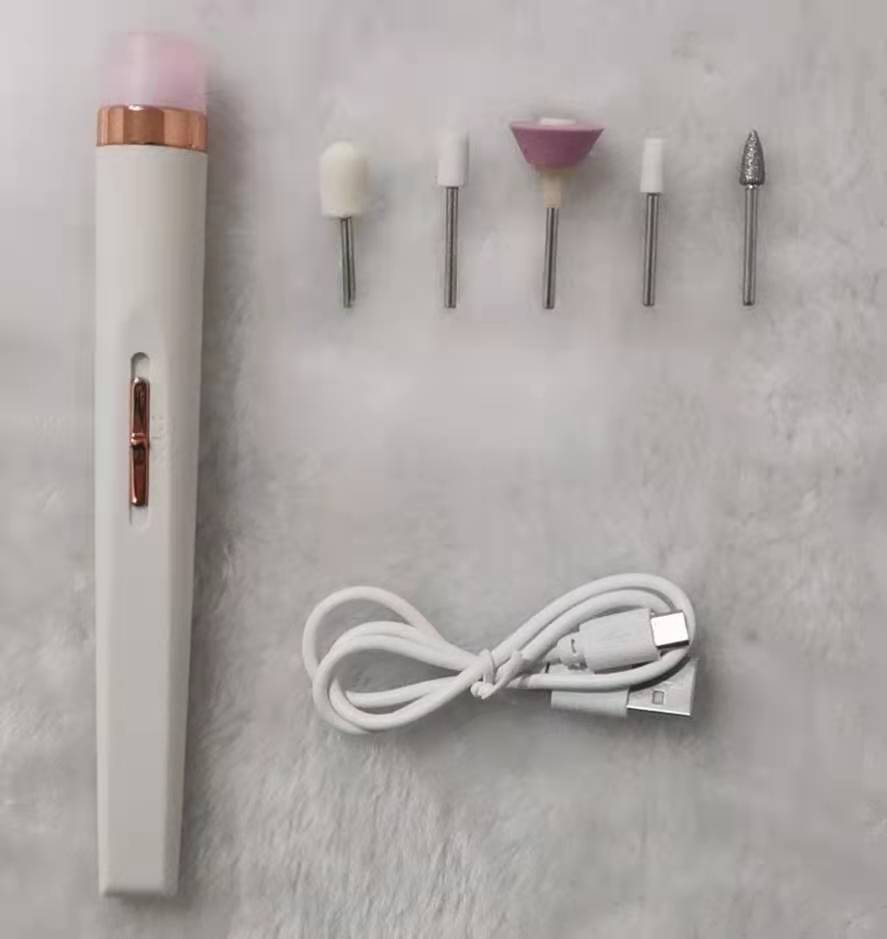 Juego de máquina de manicura 5 en 1, pulidor de uñas eléctrico, inalámbrico, recargable por USB con cortadores LED, molino para accesorios de manicura y pedicura