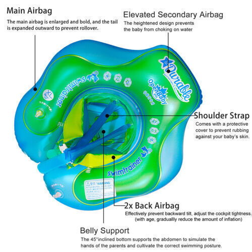 Asiento de entrenador de natación flotador inflable para bebé: ayuda a aprender a nadar con patadas de 3 a 72 meses