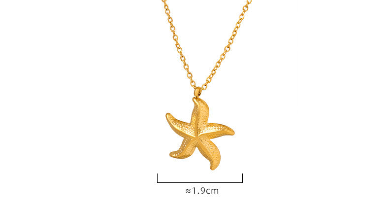 Fashion Vacation Style Niche Necklace Starfish Pendant 18K Gold Non-fading