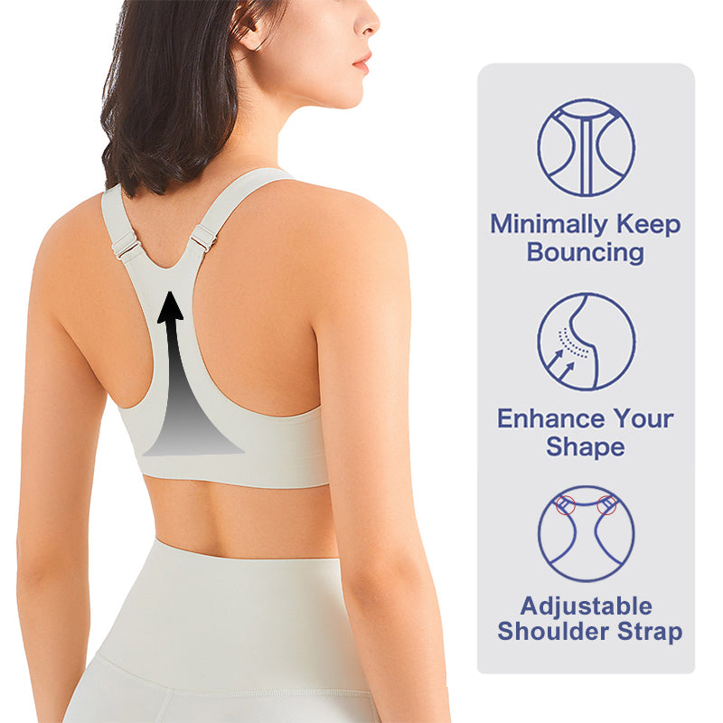 Sujetador deportivo con cremallera frontal, absorción de impactos, para mujer, talla grande, entrenamiento, Fitness, correr