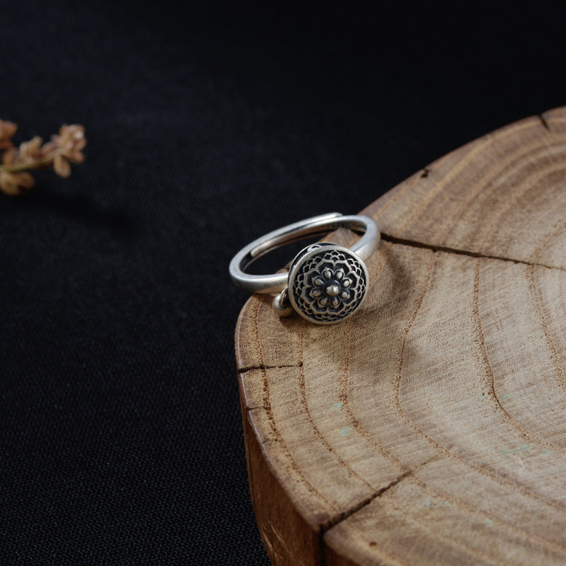 S925 Silver Prayer Wheel Ring Couple