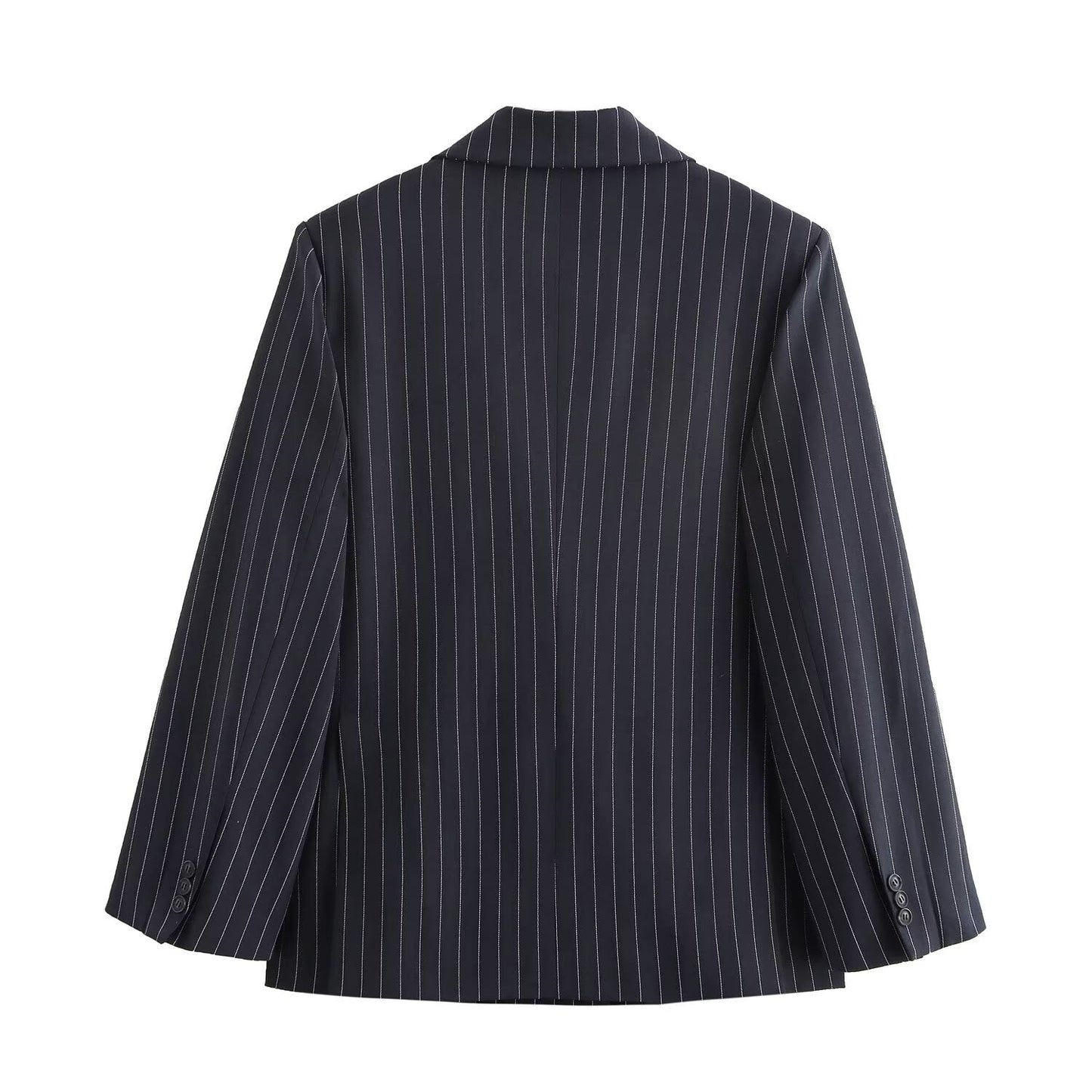 Winter New Versatile Pinstripe Double Breasted Baggy Coat